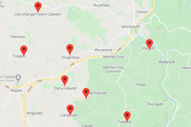 Map of the Monmouth rural group of parisehs